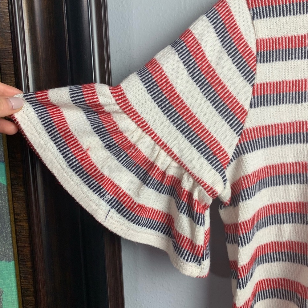 Pleione Striped Knit Ruffle Elbow Top - Picture 5 of 8